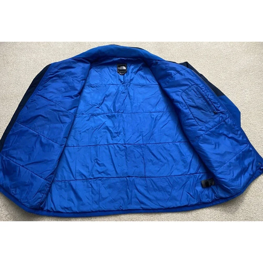 The North Face Lined Blue Black Colorblock Jacket Coat 2XL No Hood